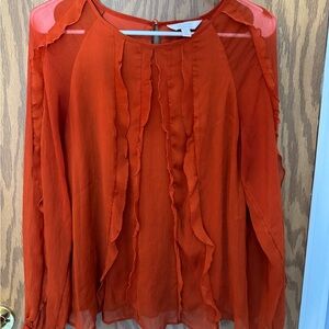 LC Lauren Conrad Rust Ruffled Blouse